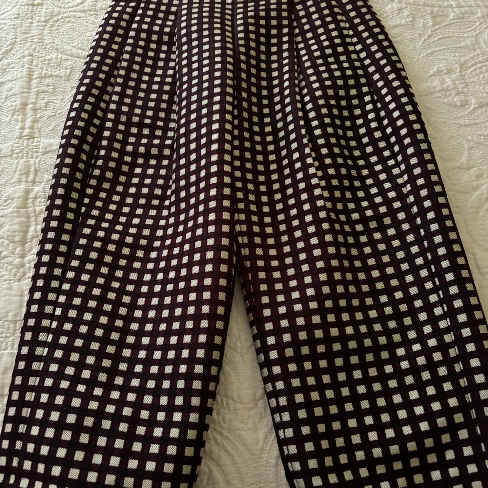 J. Crew Collection Burgundy and White cropped lined Pants
